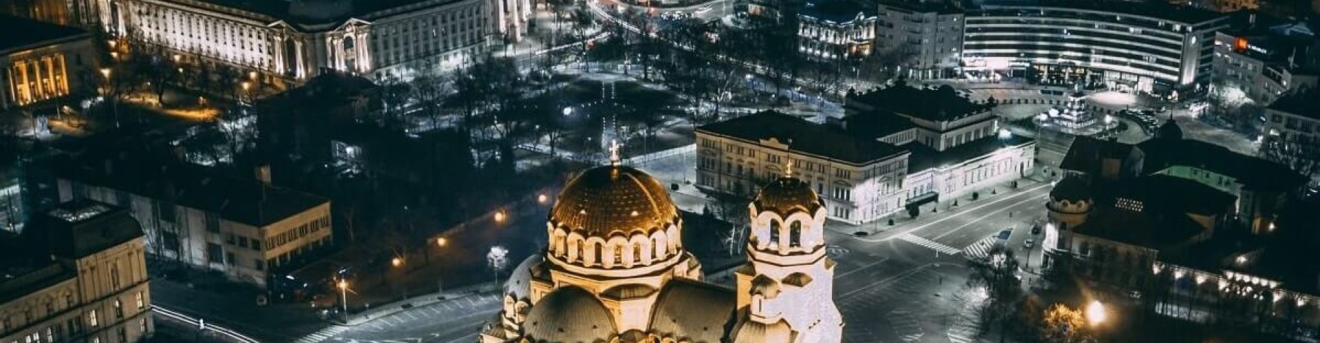 Sofia skyline at sunset