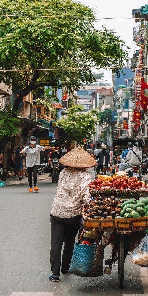 Street view with bike-share in Hanoi