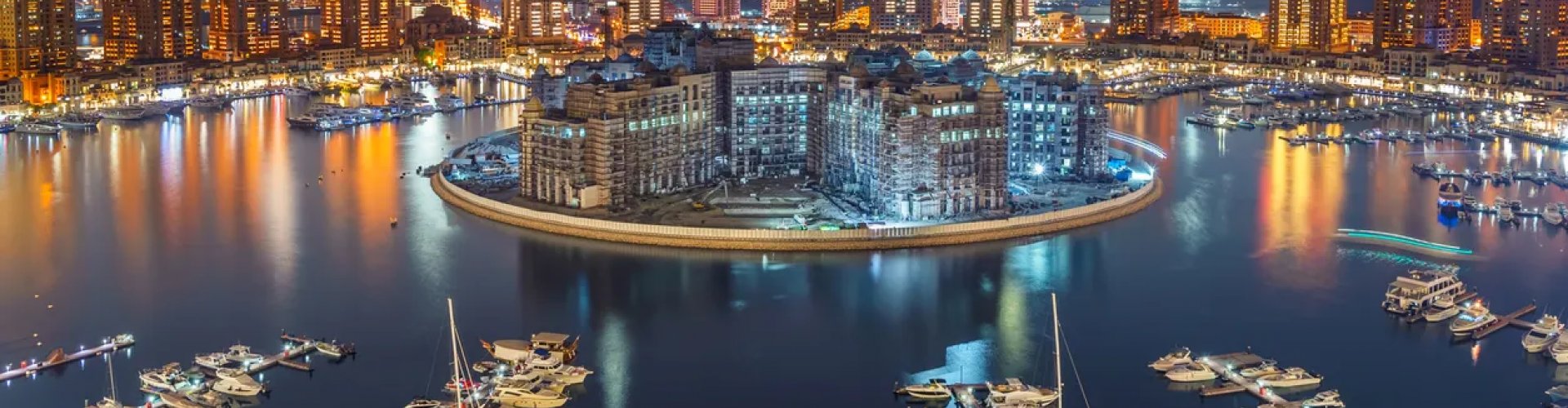 Doha cityscape at sunset