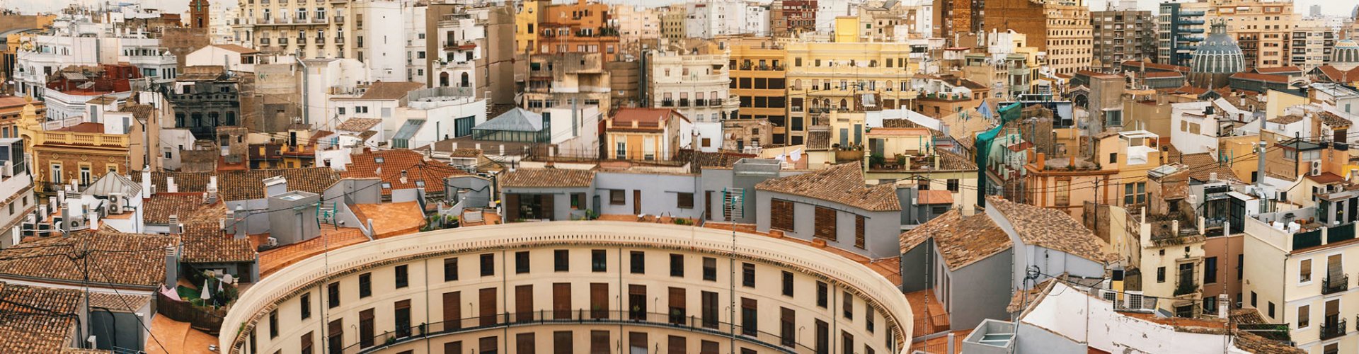 Valencia cityscape at sunset